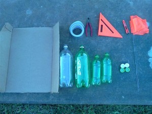 Parts needed to build the water bottle rocket
